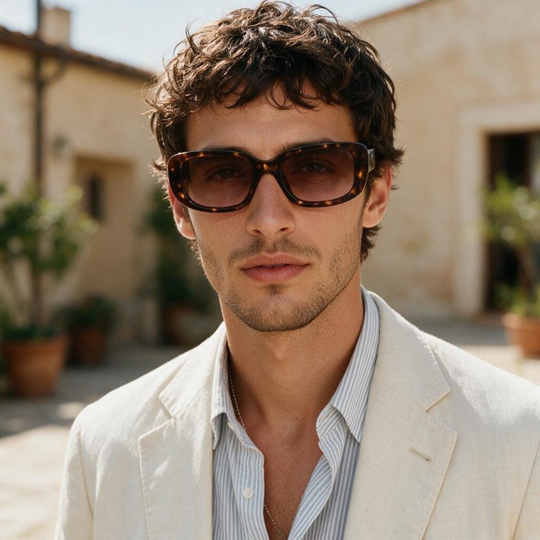 Model wearing Tortoise Rectangle